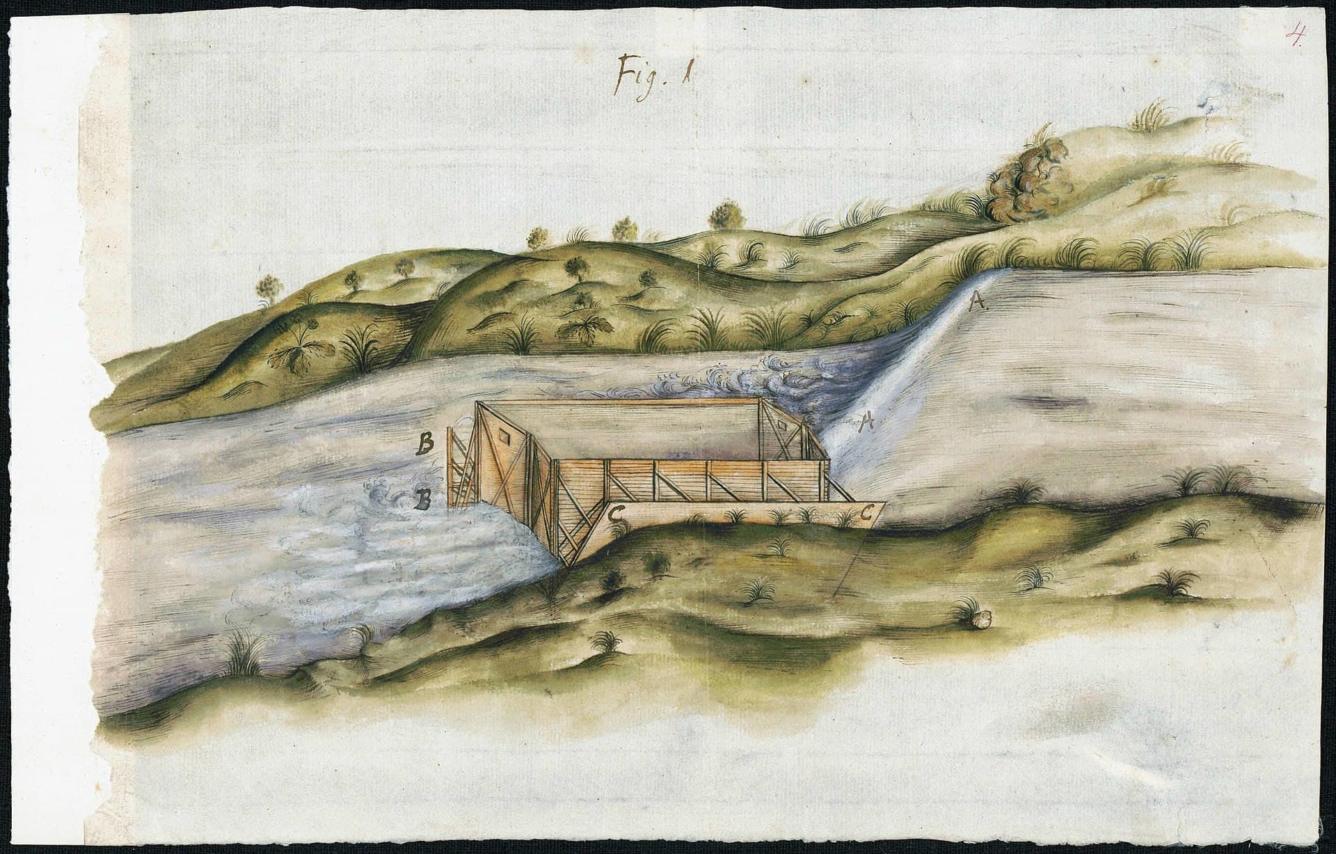 Trollhätte slussar — historisk målning